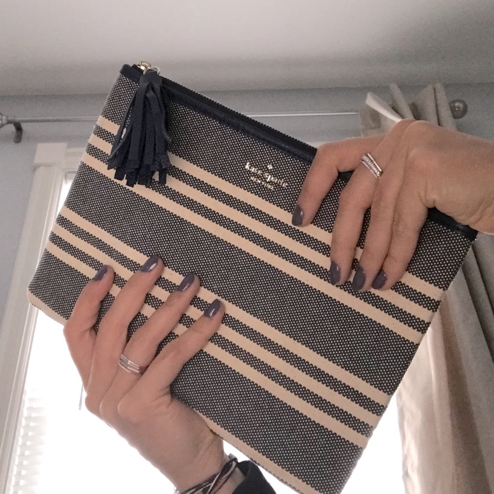 NEW Kate Spade Larchmont Ave Blue Fabric Clutch|OS